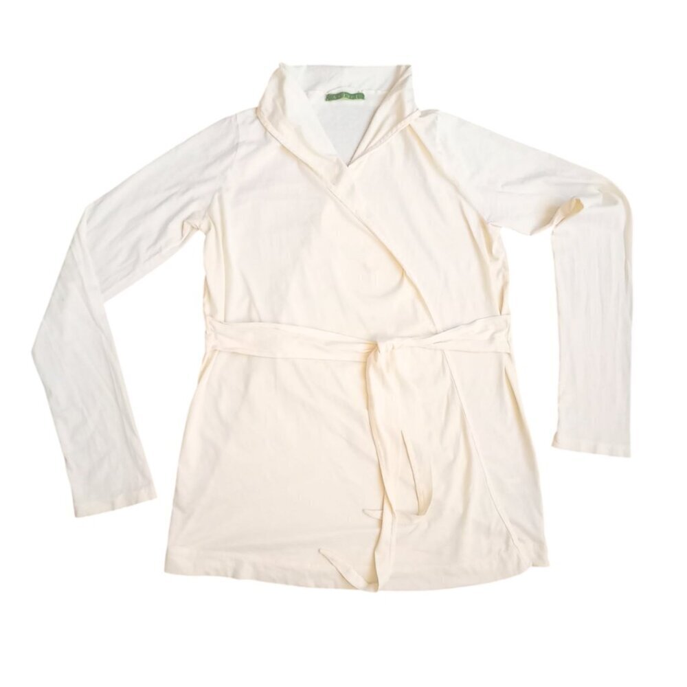 Velvet by Graham & Spencer Cream Wrap Top - Long Sleeve Tie Waist Blouse, Size M